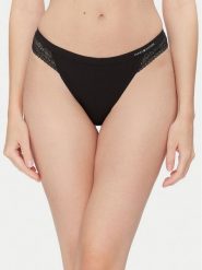 Tommy Hilfiger Stringi UW0UW02473 Czarny. Czarne stringi TOMMY HILFIGER, bez wzorów, z syntetyku. Za 79.99 zł.