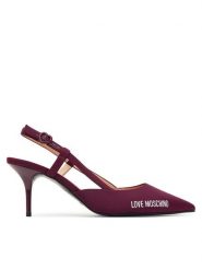 LOVE MOSCHINO Szpilki JA10267G1NIMX55641 Bordowy. Czerwone szpilki Love Moschino, bez wzorów, z materiału, bez obcasa, na szpilce, bez zapięcia. Za 819.99 zł.