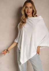 Biała Bluzka Narzutka o Asymetrycznym Fasonie Oversize Daiko. Białe bluzki Renee, bez wzorów, z jeansu, eleganckie, z asymetrycznym kołnierzem, bez ramiączek. W wyprzedaży za 31.49 zł.