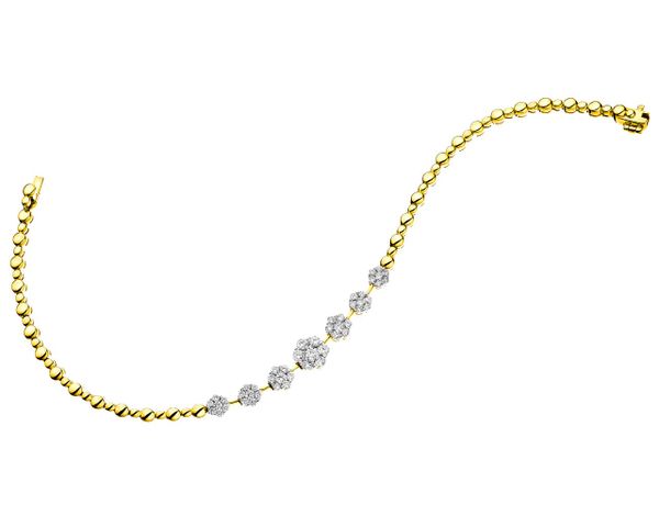 Bransoletka z żółtego złota z brylantami - 18 cm - 0,97 ct - próba 585. Żółte bransoletki Apart, z brylantem, złote. Za 15,990.00 zł.