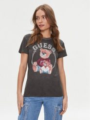 Guess T-Shirt W4RI86 K9SN1 Czarny Regular Fit. Czarne t-shirty Guess, xs, z aplikacjami, z bawełny, bez kołnierzyka, bez ramiączek. Za 129.99 zł.