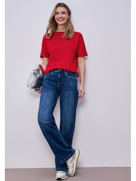 Street One Koszulka w kolorze czerwonym rozmiar: 40. Czerwone bluzki Street One, bez wzorów, street, bez kołnierzyka, bez ramiączek. Za 119.95 zł.