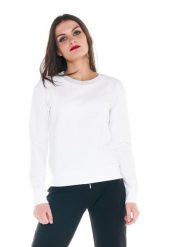 Damska bluza z okrągłym dekoltem Cristal Shine. Białe bluzy LEONE 1947 APPAREL, na lato, l, bez wzorów, z bawełny, z kapturem. Za 147.31 zł.