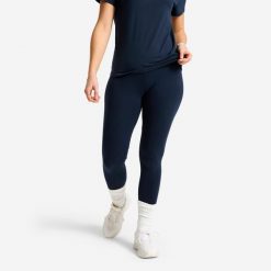 Legginsy sportowe damskie Domyos Essential. Niebieskie legginsy DOMYOS, l, bez wzorów, z bawełny, długie. Za 19.99 zł.