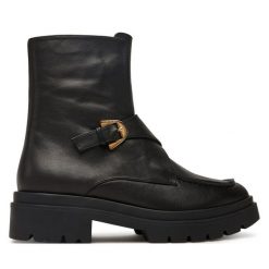 Botki Coccinelle. Czarne botki Coccinelle, bez wzorów, bez obcasa, na płaskiej podeszwie, bez zapięcia. Za 1,299.00 zł.