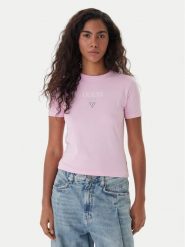 Guess Jeans T-Shirt W6RI15 J1314 Różowy Regular Fit. Czerwone t-shirty Guess Jeans, s, z aplikacjami, z bawełny, bez kołnierzyka, bez ramiączek. Za 129.99 zł.