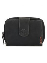 HIDE & STITCHES Skórzany portfel w kolorze czarnym - 12,5 x 9 x 3,5 cm rozmiar: onesize. Czarne portfele HIDE & STITCHES, bez wzorów, z materiału. Za 86.99 zł.