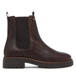 Sztyblety Barbour. Brązowe botki Barbour, bez wzorów, bez obcasa, na płaskiej podeszwie, bez zapięcia. Za 839.99 zł.
