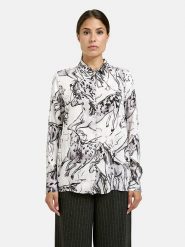 Milano Italy Bluzka w kolorze biało-czarnym rozmiar: 48. Białe bluzki Milano Italy, bez wzorów, z wiskozy, bez kołnierzyka, bez ramiączek. Za 173.99 zł.