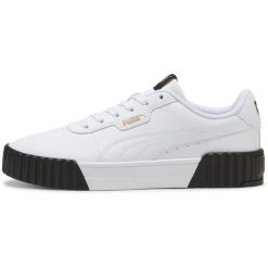 Buty sportowe Puma Carina 3.0. Białe obuwie sportowe Puma, ze skóry, bez zapięcia, trekkingowe. Za 326.00 zł.