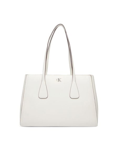 Calvin Klein Torebka Ck Medium Work Tote LV04F3442G Biały. Białe shopper Calvin Klein, bez wzorów, ze skóry, bez dodatków. Za 649.99 zł.