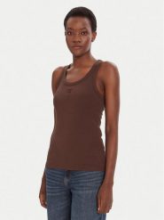HUGO Top Datamia 50514489 Brązowy Slim Fit. Brązowe topy Hugo, xs, bez wzorów, z bawełny, bez kołnierzyka, bez ramiączek. Za 199.99 zł.