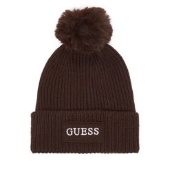 Czapka Guess. Brązowe czapki Guess, z aplikacjami. Za 154.99 zł.