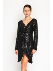 ASSUILI Sukienka w kolorze czarnym rozmiar: 36. Czarne sukienki Assuili, bez wzorów, klasyczne, bez kołnierzyka, bez ramiączek, mini. Za 175.67 zł.