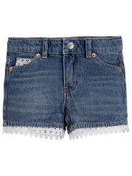 Levi's Kids Szorty dżinsowe w kolorze granatowym rozmiar: 116. Niebieskie szorty Levi's Kids, z aplikacjami, z bawełny, klasyczne. Za 102.95 zł.