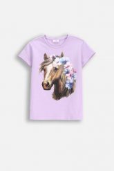 T-shirt z krótkim rękawem. Fioletowe t-shirty COCCODRILLO, bez wzorów, z bawełny, bez kołnierzyka, bez ramiączek. W wyprzedaży za 19.90 zł.