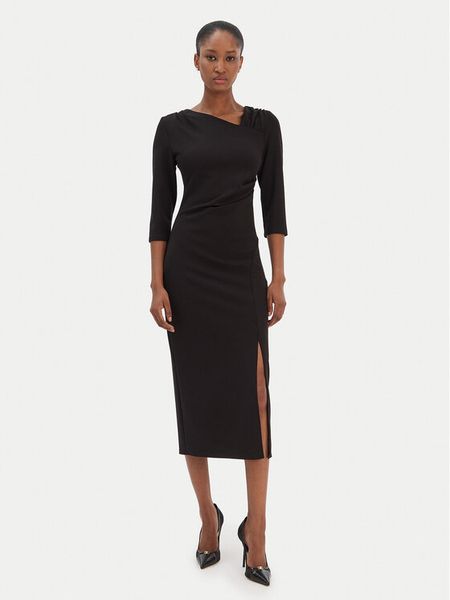 Rinascimento Sukienka koktajlowa CFC0126635003 Czarny Slim Fit. Czarne sukienki Rinascimento, xl, bez wzorów, z syntetyku, wizytowe, bez kołnierzyka, bez ramiączek. Za 409.99 zł.