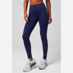 Damskie legginsy Fabletics On-The-Go. Niebieskie legginsy FABLETICS, bez wzorów. Za 326.30 zł.