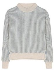 Herrlicher Sweter "Liannie" w kolorze kremowo-niebieskim rozmiar: XS. Brązowe swetry Herrlicher, xs, bez wzorów, ze splotem, bez ramiączek. Za 118.84 zł.
