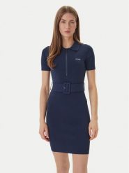 Guess Sukienka dzianinowa V6RK08 Z4642 Granatowy Slim Fit. Niebieskie sukienki Guess, l, z aplikacjami, z dzianiny, bez kołnierzyka, bez ramiączek. Za 499.99 zł.