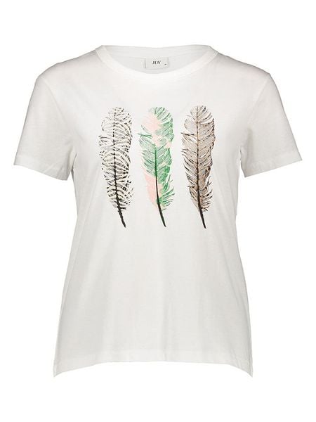 JDY Koszulka w kolorze białym rozmiar: XL. Białe bluzki JDY, xl, bez wzorów, z bawełny, bez kołnierzyka, bez ramiączek. Za 28.44 zł.