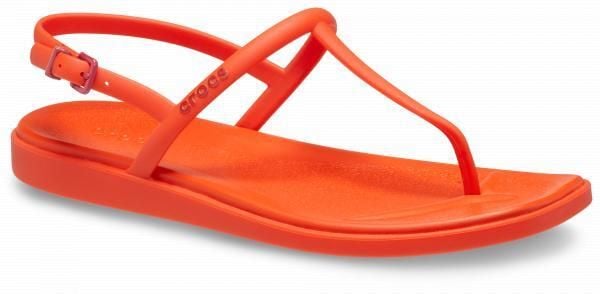 Japonki Dla Dorosłych Crocs Miami Thong Flip. Czerwone klapki Crocs, bez wzorów, z materiału, bez obcasa. Za 159.99 zł.