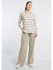 ELBSAND Koszulka "Celin" w kolorze beżowo-białym rozmiar: S. Białe bluzki ELBSAND, s, bez wzorów, z bawełny, bez kołnierzyka, bez ramiączek. Za 104.99 zł.