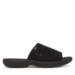 Klapki Jana. Czarne klapki JANA, bez wzorów, bez obcasa. Za 139.99 zł.