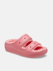 Crocs Klapki "Classic Cozzzy" w kolorze różowym rozmiar: 38/39. Różowe klapki Crocs, bez wzorów, z materiału, z otwartym noskiem, bez obcasa. Za 198.10 zł.