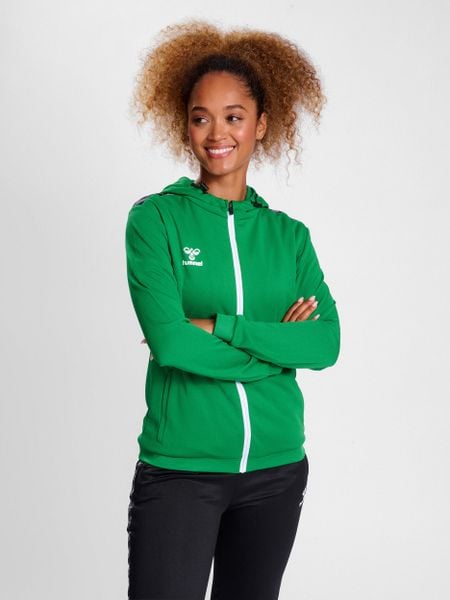 Hummel bluza damska sportowa Authentic Poly Zip Hoodie. Czerwone bluzy Hummel, l, bez wzorów, z materiału, z kapturem. Za 189.00 zł.