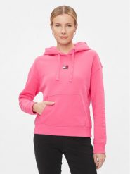 Tommy Jeans Bluza Badge DW0DW17326 Różowy Boxy Fit. Czerwone bluzy Tommy Jeans, xxs, bez wzorów, z bawełny, bez kaptura. Za 469.99 zł.