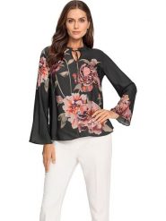 Heine Bluzka ze wzorem rozmiar: 42. Czarne bluzki Heine, bez wzorów, bez kołnierzyka, bez ramiączek. Za 96.14 zł.