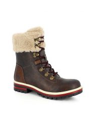 Kimberfeel Botki zimowe "Thea" w kolorze ciemnobrązowym rozmiar: 36. Brązowe botki Kimberfeel, na zimę, bez wzorów, z materiału, bez obcasa, bez zapięcia. Za 228.92 zł.