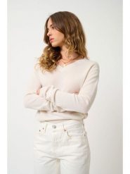 AUTHENTIC CASHMERE Kaszmirowy sweter w kolorze kremowym rozmiar: XL. Brązowe swetry AUTHENTIC CASHMERE, xl, bez wzorów, z kaszmiru, bez ramiączek. Za 369.99 zł.