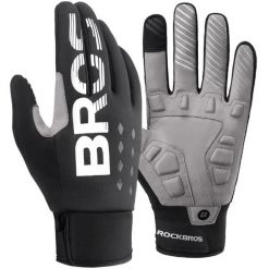 Rękawiczki rowerowe długie dla dorosłych Rockbros S209BK. Czarne rękawiczki ROCKBROS, bez wzorów, sportowe. Za 89.99 zł.