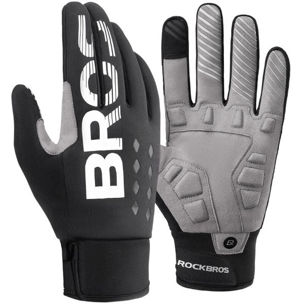 Rękawiczki rowerowe długie dla dorosłych Rockbros S209BK. Czarne rękawiczki ROCKBROS, bez wzorów, sportowe. Za 89.99 zł.