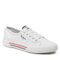 Tenisówki Pepe Jeans. Białe trampki Pepe Jeans, bez wzorów, z jeansu, bez zapięcia. Za 179.99 zł.