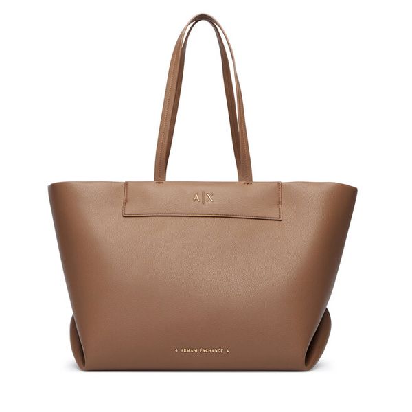 Torebka Armani Exchange. Brązowe shopper Armani Exchange, bez wzorów, bez dodatków. Za 754.99 zł.