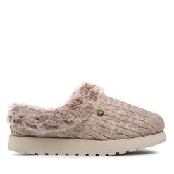 Kapcie Skechers. Brązowe obuwie domowe Skechers, bez wzorów, bez zapięcia. Za 219.99 zł.