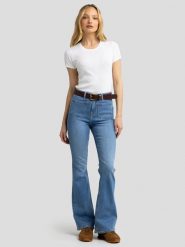 BIG STAR Dżinsy - Flare fit - w kolorze niebieskim rozmiar: W30/L32. Niebieskie jeansy Big Star, l, z aplikacjami, z podwyższonym stanem. Za 193.24 zł.