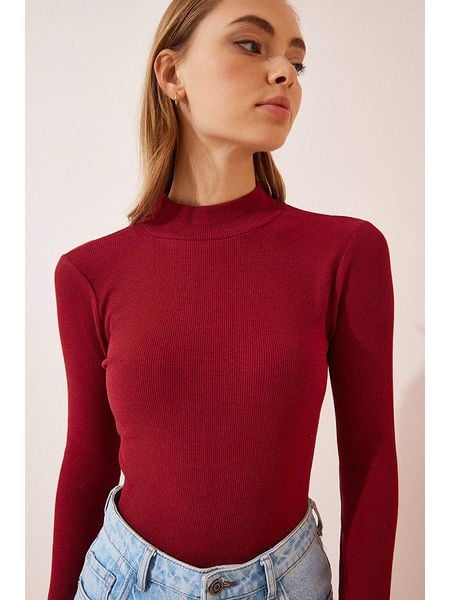 Happiness Istanbul Koszulka w kolorze czerwonym rozmiar: S/M. Czerwone bluzki Happiness Istanbul, m, bez wzorów, prążkowane, bez kołnierzyka, bez ramiączek. Za 52.79 zł.