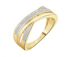 Pierścionek z żółtego złota z diamentami - 0,14 ct - próba 585. Żółte pierścionki Apart, z diamentem, złote. W wyprzedaży za 4,683.00 zł.