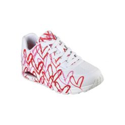 Buty sportowe Sneakersy damskie, Skechers Uno-Spread The Love. Białe obuwie sportowe Skechers, z materiału, bez zapięcia, trekkingowe, Skechers Sport. Za 329.00 zł.