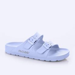 Klapki damskie Lemigo Like Fitclog. Niebieskie klapki Lemigo, bez wzorów, z materiału, bez obcasa. Za 99.00 zł.