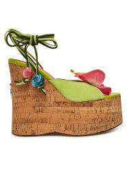 Naked Wolfe Sandały Sunflower Zielony. Zielone sandały Naked Wolfe, bez wzorów, ze skóry, bez obcasa, na koturnie, bez zapięcia. Za 1,279.00 zł.