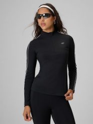 4F Longsleeve slim gładki damski - czarny XL. Czarne koszulki sportowe 4f, bez wzorów, z dresówki, bez ramiączek, na fitness i siłownię. Za 129.99 zł.