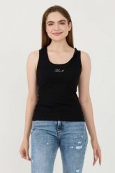 KARL LAGERFELD Czarny damski top Logo Rib Tank, Rozmiar M. Czarne topy KARL LAGERFELD, m, bez wzorów, bez kołnierzyka, bez ramiączek. W wyprzedaży za 269.99 zł.