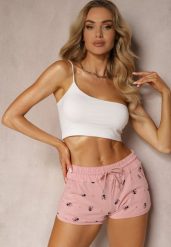 Różowe Casualowe Szorty z Bawełny High Waist Wykończone w Pasie Gumką Uantia. Czerwone szorty Renee, bez wzorów, z bawełny, biznesowe, z podwyższonym stanem. Za 34.99 zł.