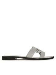 KARL LAGERFELD Klapki Skoot II KL80402 Srebrny. Szare klapki KARL LAGERFELD, bez wzorów, ze skóry, bez obcasa. Za 289.99 zł.