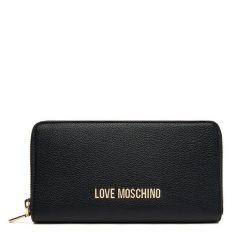 Duży Portfel Damski LOVE MOSCHINO. Czarne portfele Love Moschino, bez wzorów. Za 419.99 zł.